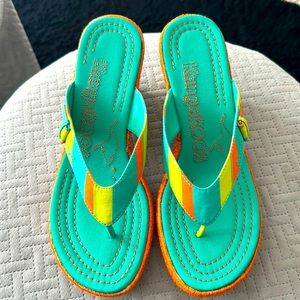 Brand new KangaROOS multi color wedge thong sandals.